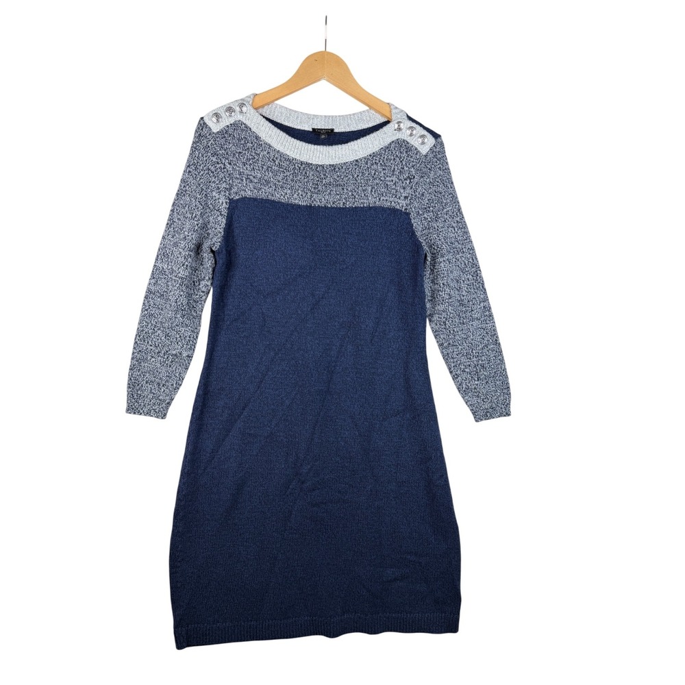 Talbots‎ Colorblock Sweater Dress size Medium Petite Blue/Gray